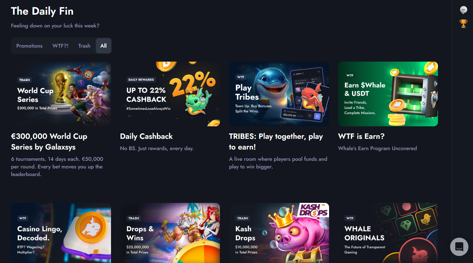 whale.io casino review promotions screenshot