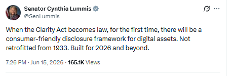 Senator Lummis on Clear Rules for Digital Asset Markets