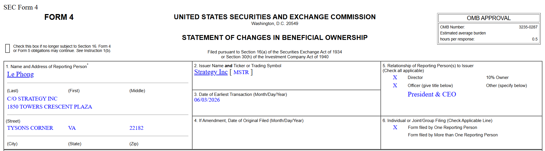 SEC filing shows $11M MSTR sale