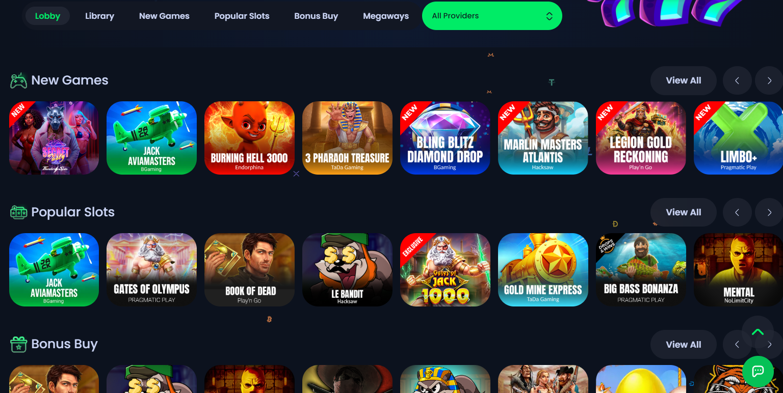 Jack.com casino review games section screenshot