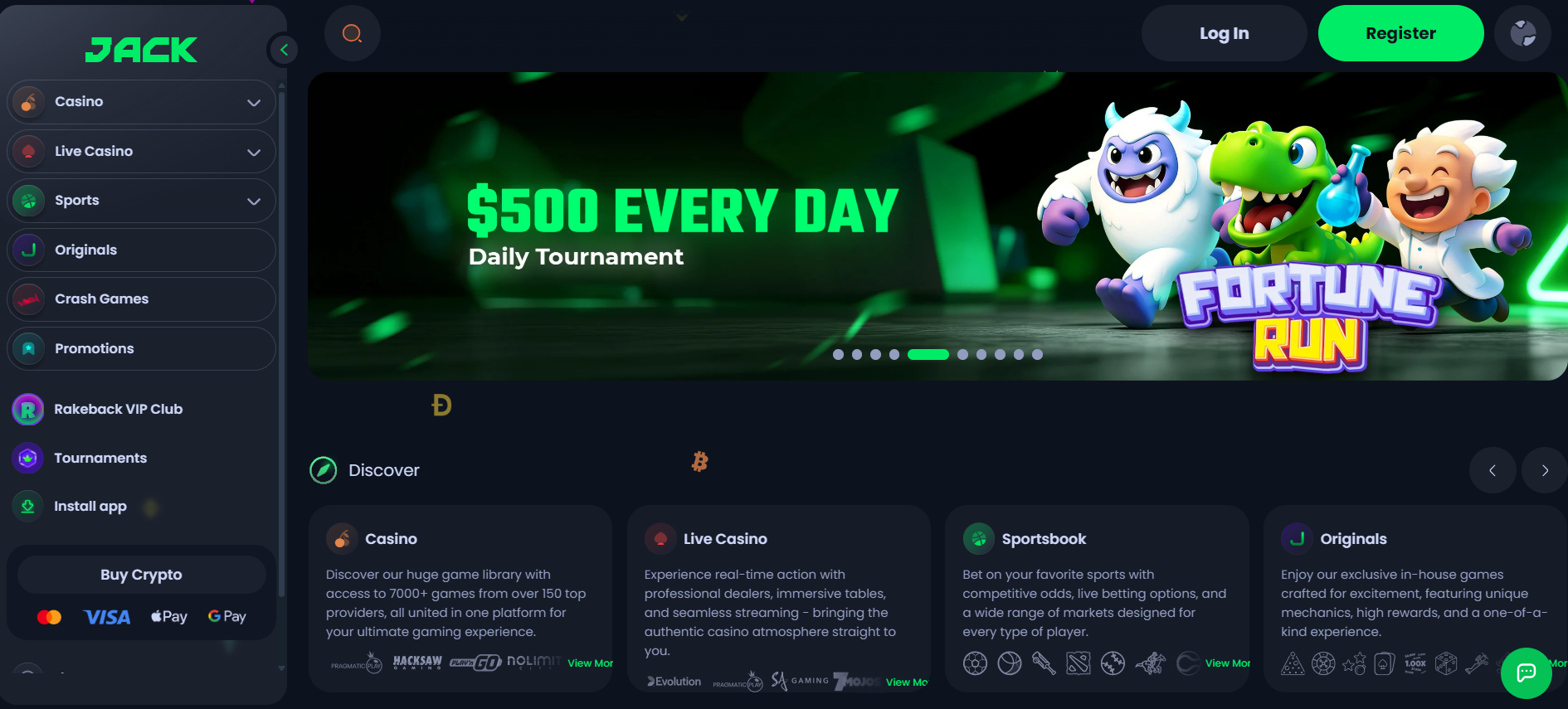 Jack.com casino review homepage screenshot
