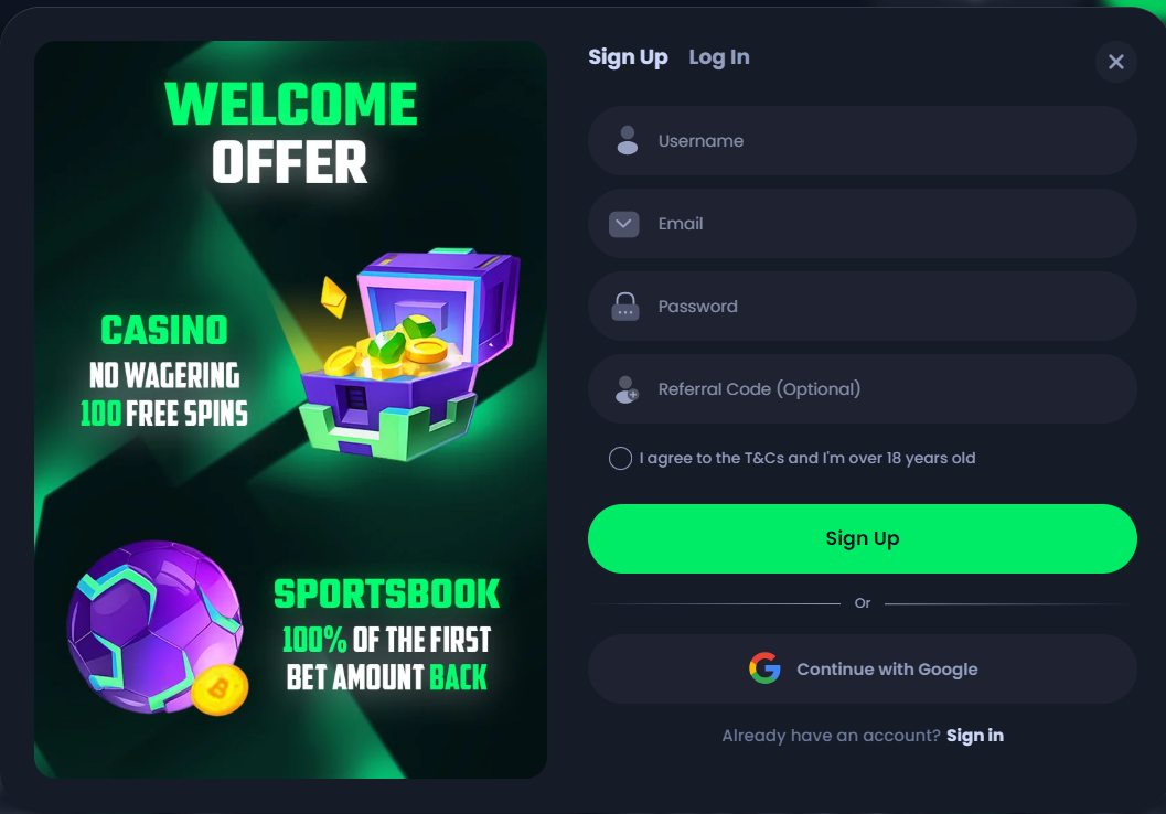Jack.com casino review sign up from screenshot
