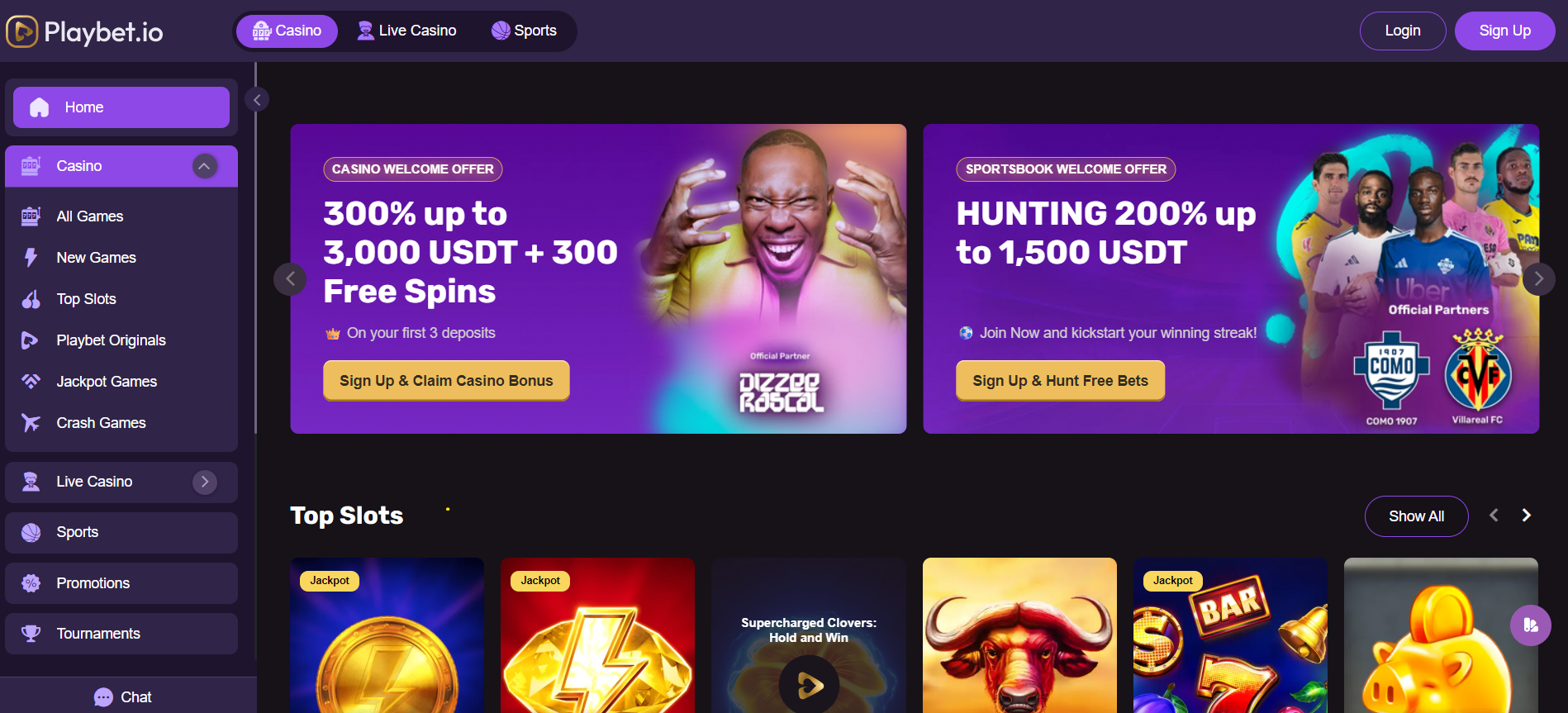 playbet.io review homepage screenshot