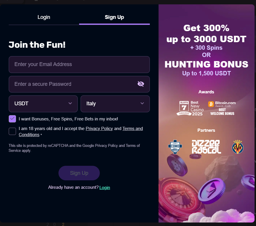 playbet.io review sign up form screenshot