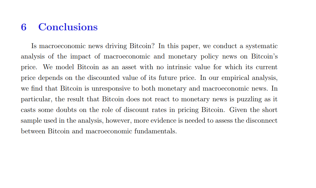 A study found that Bitcoin is unresponsive to both monetary and macroeconomic news