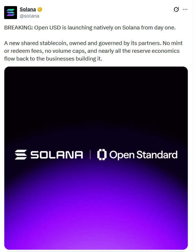 Open USD is launching natively on Solana from day one