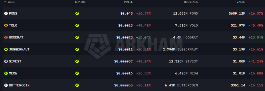 Trader memecoin holdings