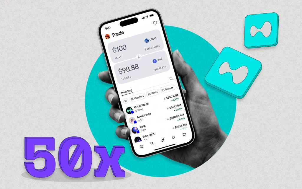 Coinbase adds Hyperliquid perps with 50x leverage to Base app
