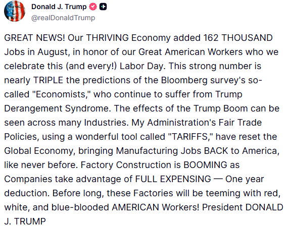 Trump's post on Truth