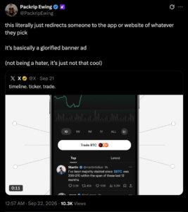 Elon Musk’s X now links Bitcoin Cashtags to Coinbase and Kraken, but users call it a funnel as Coinbase CEO Brian Armstrong backs $400K BTC.